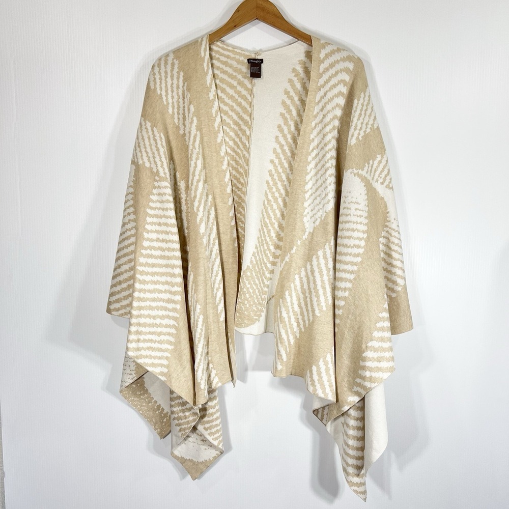 J. McLaughlin Sweater Wrap Poncho Abstract Stripes Open Front Cotton Modal *READ